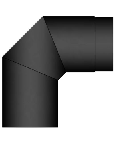 TermaTech | Bogen 90° | Ø 150 | 245×245 mm | Schwarz emailliert