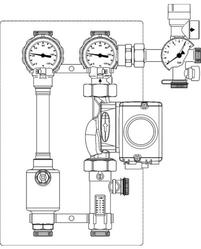 Oventrop Station „Regusol LH-130“ mit Wilo Stratos Tec ST 25/1-7 PWM, 2-15 l/min
