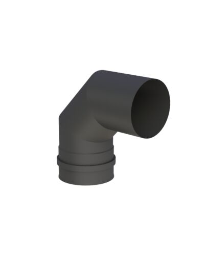 Jeremias | Winkel 90 Grad mit Muffe | starr | Ø 80mm | Schwarz | Kesselanschluss
