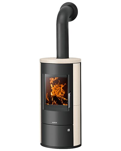Justus Kaminofen Austin 5 Stahl Schwarz, Kalkstein Cream | klimaworld.com