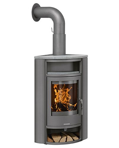 Oranier Kaminofen Polar Eck Stahl Gussgrau | klimaworld.com