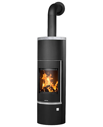Justus Kaminofen Faro Aqua 2.0 Stahl Schwarz, Abdeckplatte aus Speckstein | klimaworld.com