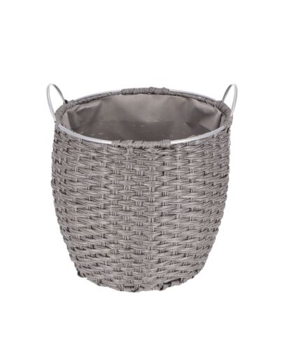 Kaminholzkorb „Rattan“ 36 Liter, Ø 35 cm, hellgrau, Schmutzfang