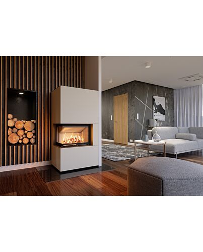 Hajduk Kaminbausatz Brilliant Corner| 6,5 kW| Grau| Ambientebild| Klimaworld.com