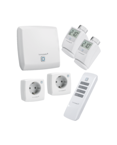 Homematic IP Basissystem Raumklima Set mit Access Point, 2 x Heizkörperthermostat, 2 x Schaltsteckdose, Fernbedienung 8 Tasten | eQ-3 | HmIP-EK-4 ➔ www.klimaworld.com