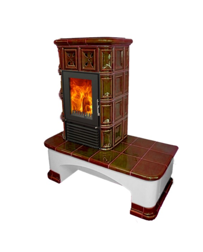 Sitzbank für Bristol Kachelöfen - LINKE Ausführung | FLASCHENBRAUN