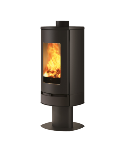 Edilkamin luftgeführter Kaminofen Code J Evo mit 8,1 kW Feuerraum Guss | mit Stahlkorpus in schwarz, frontal | Klimaworld.com