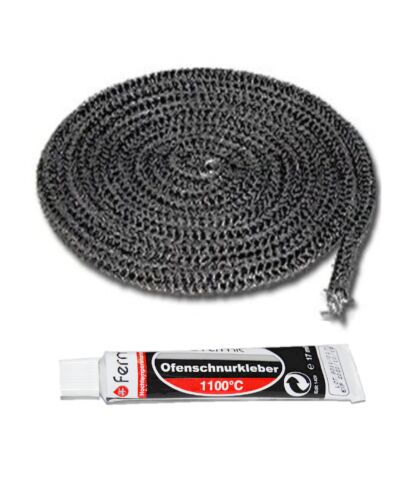 Dichtschnur-Set | 2m Ofendichtung Ø10mm + feuerfestem Kleber