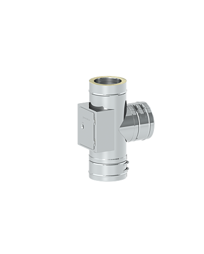 T-Anschluss 90° mit Reinigung gegenüberliegend (gleiche Höhe)