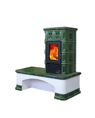 Sitzbank für Bristol Kachelöfen - RECHTE Ausführung | FLASCHENGRÜN