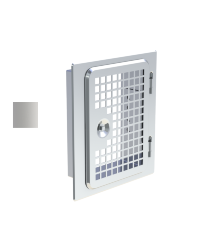 Jeremias | Edelstahlkamintüre mit Lüftungsgitter 210x140 mm und Schiebestutzen 60 mm