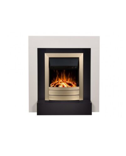 Aflamo LED Elektrokamin Standkamin | Simple weiß mit Dexter gold 