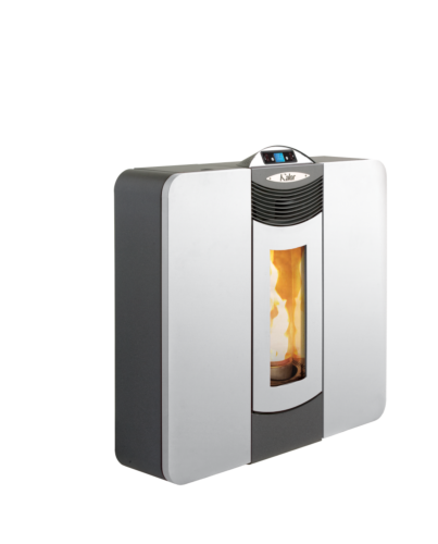 Kalor wasserführender Pelletkamin Slim Idro in weiß| 15 kW 