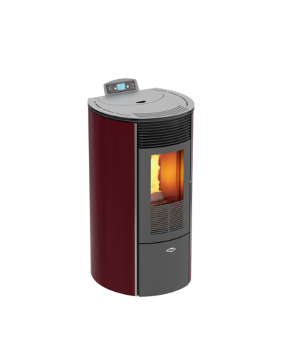 KALOR Pelletkaminofen Redonda Glas Line Mod. 12 mit 8,7 kW, Rot