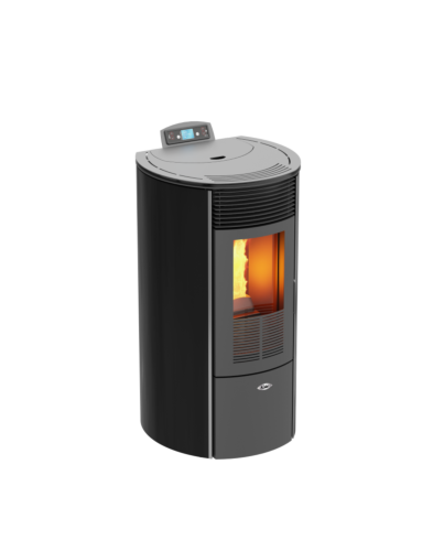 KALOR Pelletkaminofen Redonda Glas Line Mod. 12 mit 8,7 kW, Schwarz