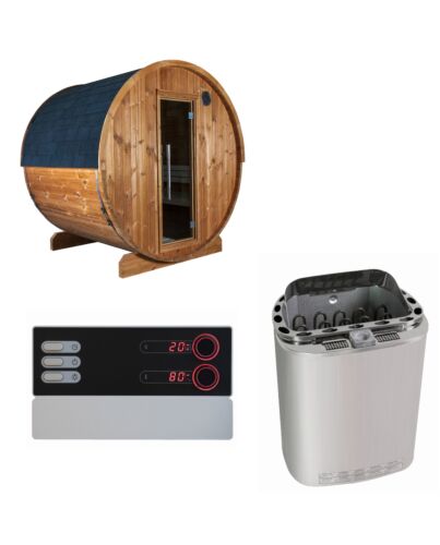 Sentiotec Sauna Set Kaski 180 View mit Saunaofen Scandia Next Combi und Steuerung Pro B3 | klimaworld.com