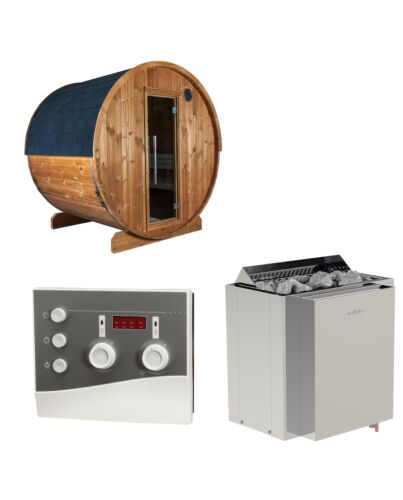 Sentiotec Sauna Set Kaski 180 View mit Saunaofen Viking Combi und Steuerung K3-Next | klimaworld.com