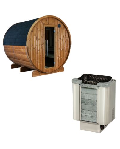 Sentiotec Sauna Set Kaski 220 Panorama mit Saunaofen Cumulus inkl. Steuerung | klimaworld.com