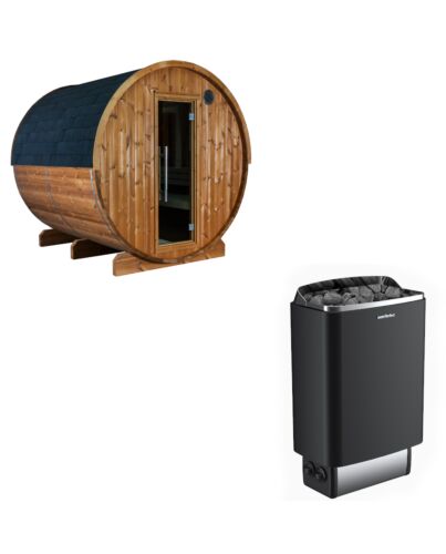 Sentiotec Sauna Set Kaski 220 View mit Saunaofen 100 inkl. Steuerung | klimaworld.com