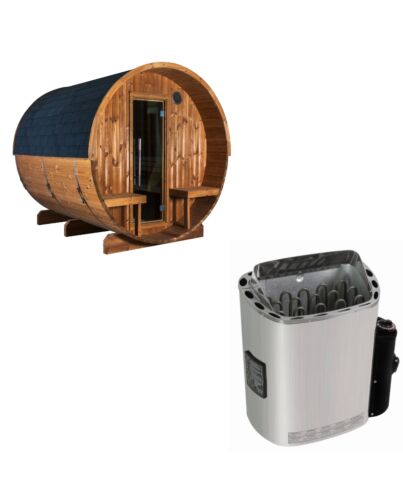 Sentiotec Sauna Set Kaski 240 View mit Saunaofen Scandia Next inkl. Steuerung | klimaworld.com