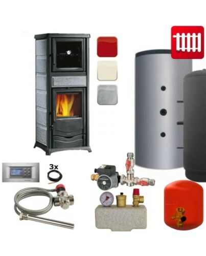 Wasserführender Kaminofen TermoRossella Plus Forno D.S.A. komplett Set
