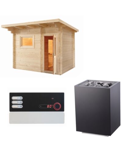 Sentiotec Sauna Set Gartensauna LAVA mit Saunaofen Home FIN und Steuerung Pro B2 | klimaworld.com