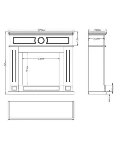 Aflamo LED Elektrokamin Standkamin Jupiter | Korpus Maße