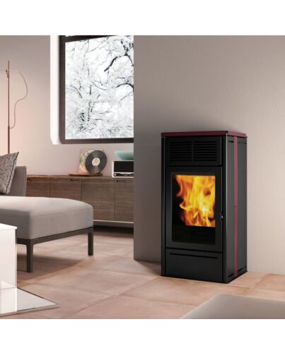 Pelletofen EdilKamin Nara | schwarz, keramik bordeaux | 7kW