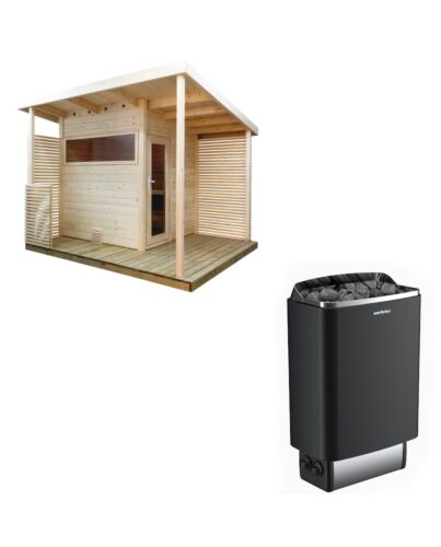 Sentiotec Sauna Set Gartensauna Scala Medium mit Saunaofen 100 inkl. Steuerung | klimaworld.com