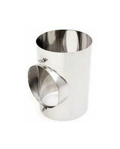 T-Stück aus Edelstahl mit Bolzen zur Montage des Feinstaubabscheiders