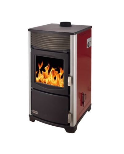 Automatik-Kaminofen | Holz/Kohle | TebaTherm TF-25 rot 13 kW
