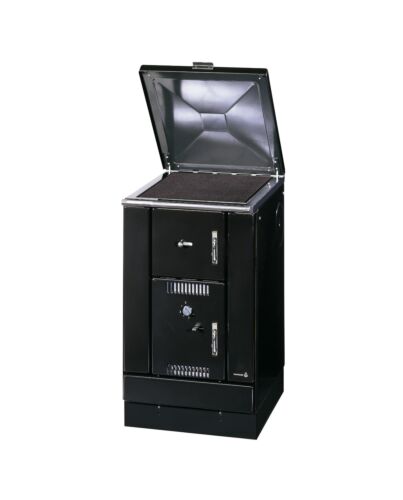 Wamsler wasserführender Holzherd K 158 CL schwarz-chrom mit Glaskeramikplatte | Klimaworld.com