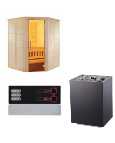 Sentiotec Sauna Set Wellfun Mini mit Saunaofen Home FIN und Saunasteuerung Pro B2 | klimaworld.com