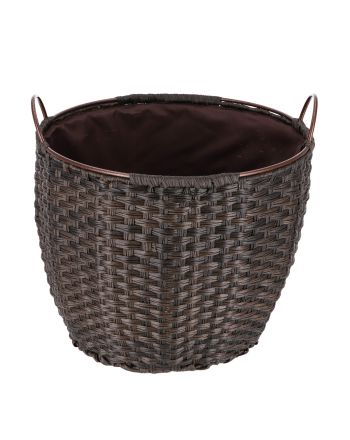 Kaminholzkorb „Rattan“ 18 Liter, Ø 48 cm, braun, Schmutzfang