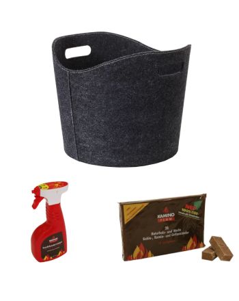 Kaminholzkorb-Set aus Filz| rund| Klimaworld.com