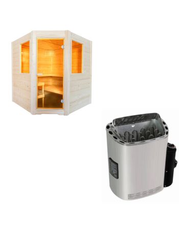 Sentiotec Sauna Set Basic Corner mit Saunaofen Scandia Next inkl. Steuerung | klimaworld.com