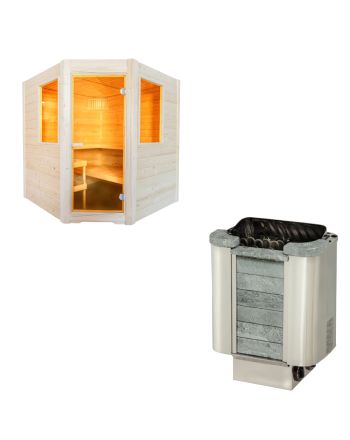 Sentiotec Sauna Set Basic Corner mit Saunaofen Cumulus inkl. Steuerung | klimaworld.com