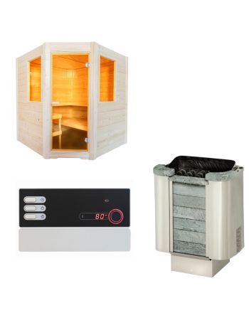 Sentiotec Sauna Set Basic Corner mit Saunaofen Cumulus und Steuerung Pro B2 | klimaworld.com