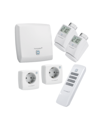 Homematic IP Basissystem Raumklima Set mit Access Point, 2 x Heizkörperthermostat, 2 x Schaltsteckdose, Fernbedienung 8 Tasten | eQ-3 | HmIP-EK-4 ➔ www.klimaworld.com