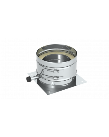 Grundplatte für Sockelmontage mit 1/2" Außennippel, Verschlusskappe und Kondensatablauf seitlich