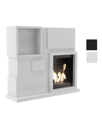 Kratki Biokamin July inkl. MDF-Verkleidung + Fach in weiß oder schwarz 