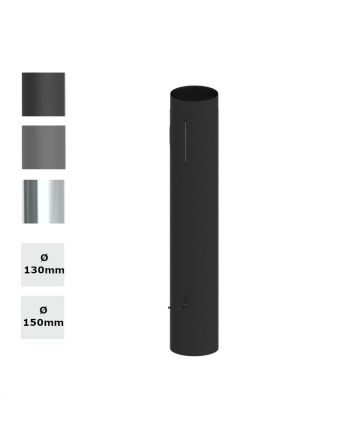 Jeremias Ofenrohr Längenelement 1000mm+Drosselklappe,Tür, doppelwandig