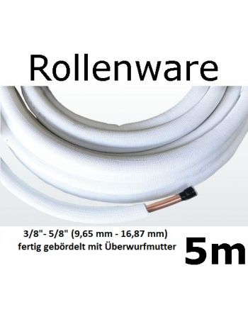 Kältemittelleitung Isoliert Klimarohr Doppelrohr 5 m Rolle 3/8 5/8''