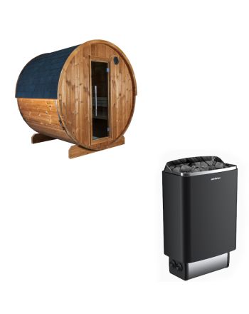 Sentiotec Sauna Set Kaski 180 View mit Saunaofen 100 inkl. Steuerung | klimaworld.com