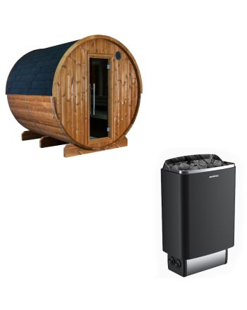 Sentiotec Sauna Set Kaski 220 Panorama mit Saunaofen 100 inkl. Steuerung | klimaworld.com