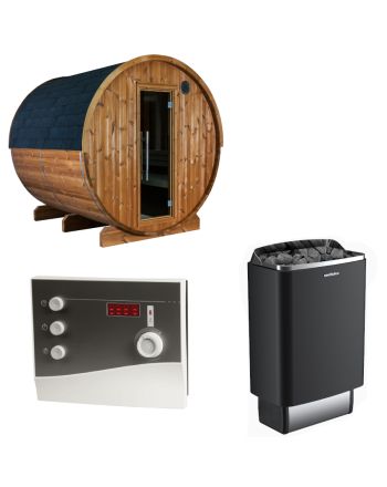 Sentiotec Sauna Set Kaski 220 Panorama mit Saunaofen 100 E und Steuerung K2-Next | klimaworld.com