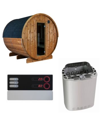 Sentiotec Sauna Set Kasi 220 View mit Saunaofen Scandia Next Combi und Steuerung Pro B3 | klimaworld.com