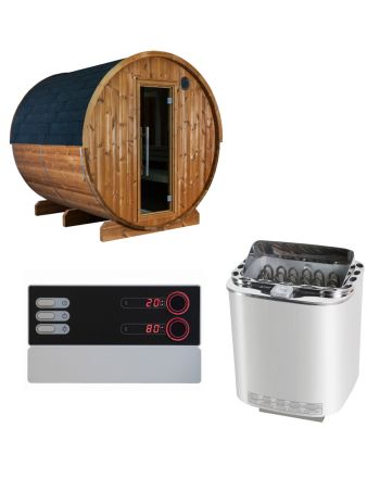 Sentiotec Sauna Set Kaski 220 View mit Saunaofen Nordex Combi Next und Steuerung Pro B3 | klimaworld.com