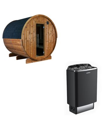 Sentiotec Sauna Set Kaski 220 View mit Saunaofen 100 inkl. Steuerung | klimaworld.com