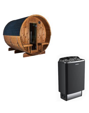 Sentiotec Sauna Set Kaski 240 Panorama mit Saunaofen 100 inkl. Steuerung | klimaworld.com